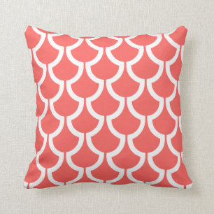 Modern Scales Geometric coral white Throw Pillow