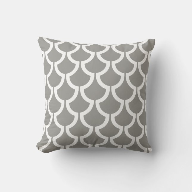 Modern Scales Geometric | grey white Throw Pillow (Front)