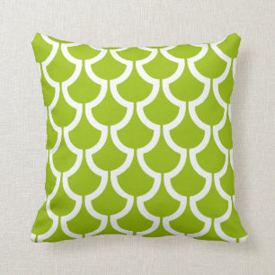 Modern Scales Geometric lime green white Throw Pillow