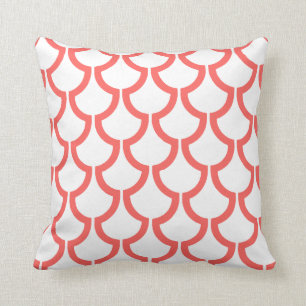 Modern Scales Geometric white coral Throw Pillow
