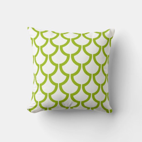 Modern Scales Geometric  white lime green Throw Pillow