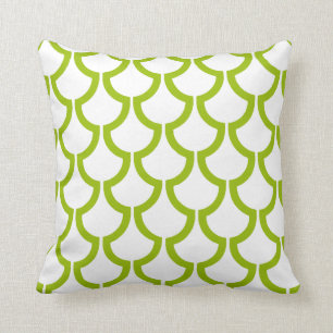 Modern Scales Geometric white lime green Throw Pillow