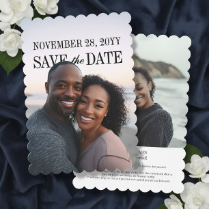 Modern Scalloped Border PhotoPop Layered Text Save The Date