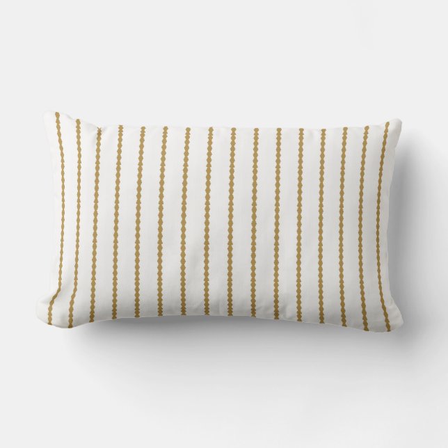 Modern Scalloped stripes, elegant gold and white Lumbar Pillow (Front)