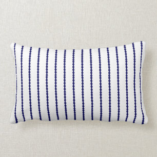 Modern Scalloped stripes, navy blue and white Lumbar Pillow