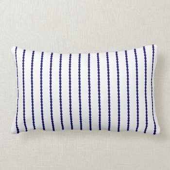 Modern Scalloped Stripes  Navy Blue And White Lumbar Pillow by PicturesByDesign at Zazzle