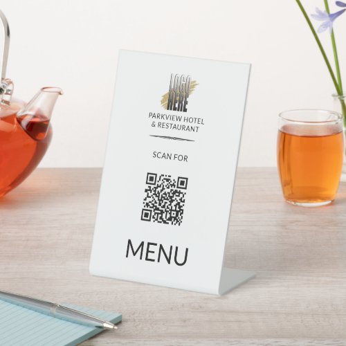 Modern Scan For Menu QR Logo Restaurant  Pedestal Sign