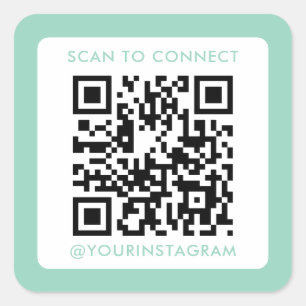 modern scan to connect marketing scannable qr code square sticker
