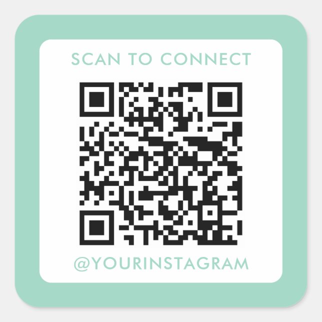 modern scan to connect marketing scannable qr code square sticker (Front)
