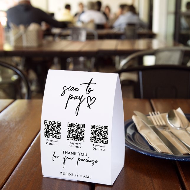 Modern Scan to Pay QR Code Payment  Paper Table Tent (Insitu(Restaurant))