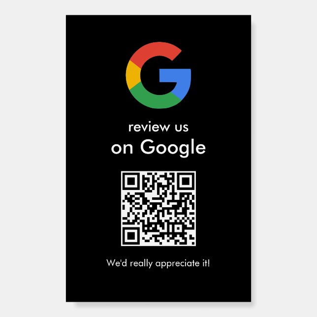 Modern Scan to Review Google QR Code Business Sign (Front)