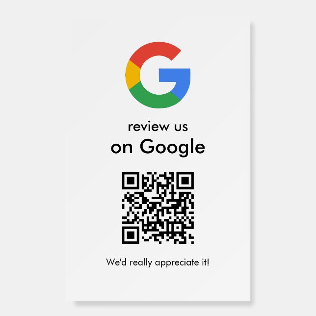Modern Scan to Review Google QR Code Business Sign (Front)