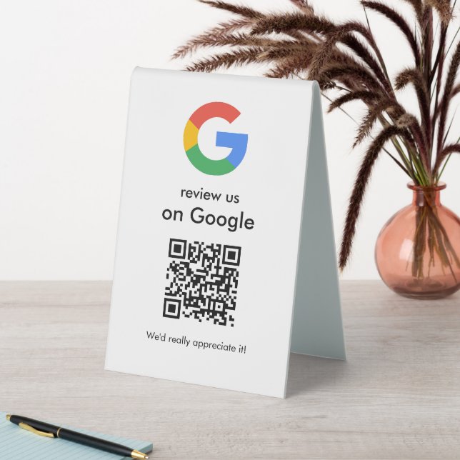 Modern Scan to Review Google QR Code Business Sign (In SItu (Table))