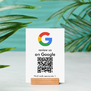 Modern Scan to Review Google QR Code Business Sign Holder