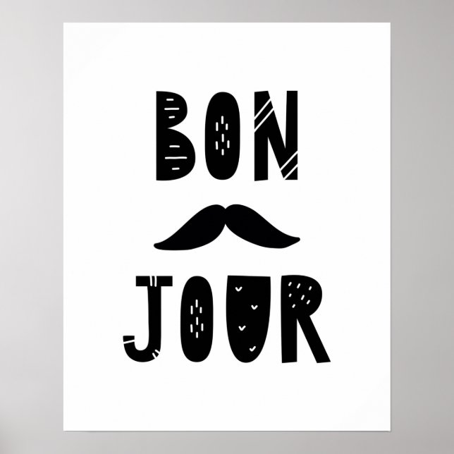 Modern scandi Bon Jour Nursery Poster (Front)