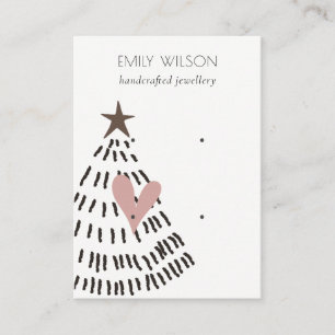 Modern Scandi Christmas Tree Heart 2 Earring Logo Business Card