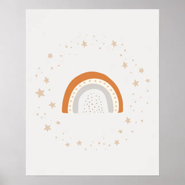 Modern scandi cute rainbow with stars Nursery Poster | Zazzle