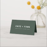 Modern Scandi Forest Green Minimal Wedding Dinner Place Card<br><div class="desc">Simple,  stylish custom wedding place card in a modern minimalist scandi scandinavian design style with a contemporary typography in white on a moss forest green background in an informal casual style. The text can easily be personalized for a unique one of a kind wedding design for your special day.</div>