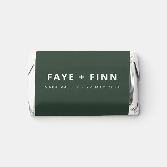 Modern Scandi | Forest Green Minimal Wedding Favor (Front)