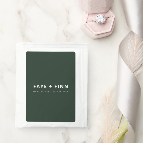 Modern Scandi  Forest Green Minimal Wedding Favor Tea Bag Drink Mix