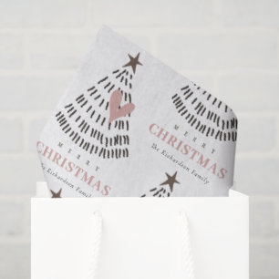 Modern Scandi Minimal Blush Heart Christmas Tree Tissue Paper