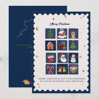 Modern Scandi with Festive Icons Flat Holiday Card