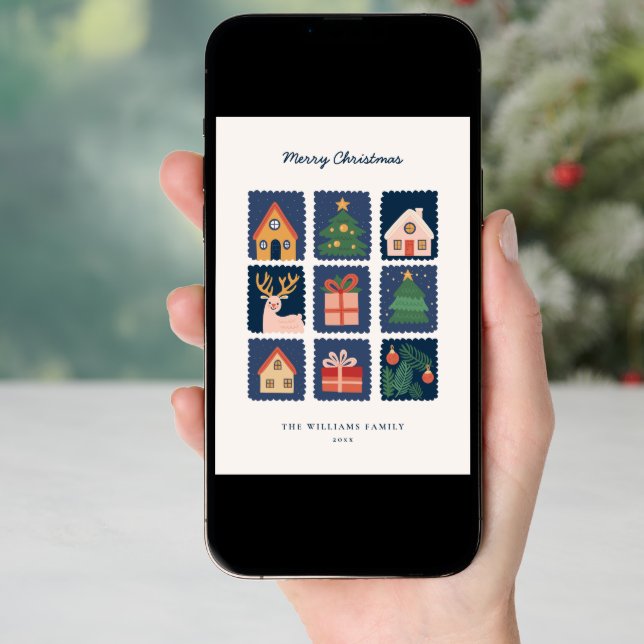 Modern Scandi with Festive Icons Non-Photo Holiday Card (Front Digital)