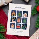 Modern Scandi with Festive Icons Non-Photo Holiday Card<br><div class="desc">This minimalist non-photo card features a playful grid of nine vibrant postmark-style icons — including a pinecone, Christmas tree, reindeer, and gingerbread house — all inspired by classic Nordic holiday charm. The clean layout and cheerful colors bring a fresh, modern twist to traditional Christmas motifs. Perfect for spreading joy with...</div>