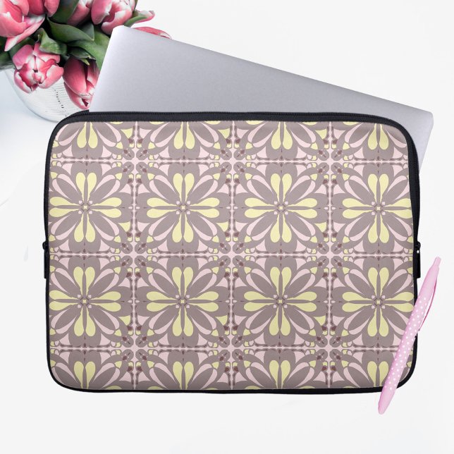 Modern Scandinavian Butter Yellow Pink Gray Design Laptop Sleeve (Creator Uploaded)