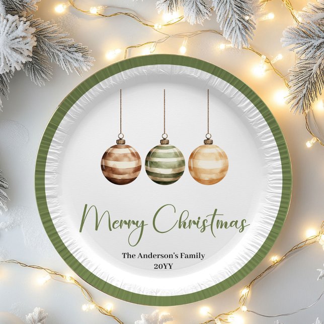 Modern Scandinavian Christmas Custom Dinner Plates (Neutral Nordic Christmas Personalized Table Plates)