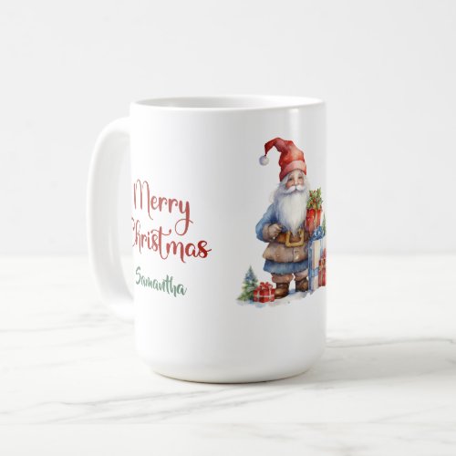Modern Scandinavian Christmas gnome with gifts Coffee Mug