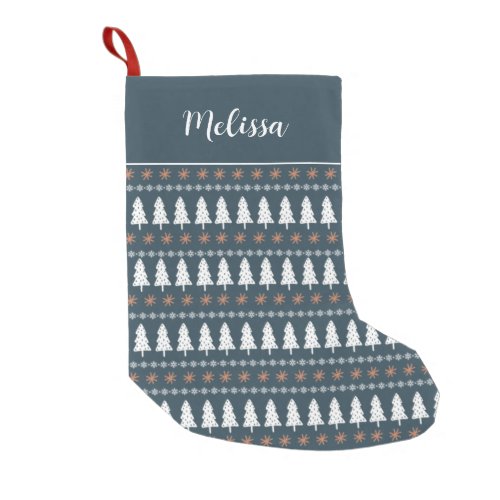 Modern Scandinavian Christmas Tree Pattern Small Christmas Stocking