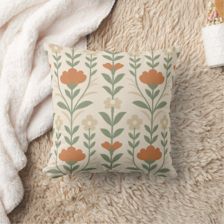 Modern Scandinavian Floral Throw Pillow
