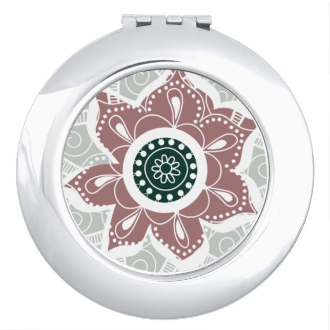 Modern Scandinavian Flower Art Compact Mirror (Front)