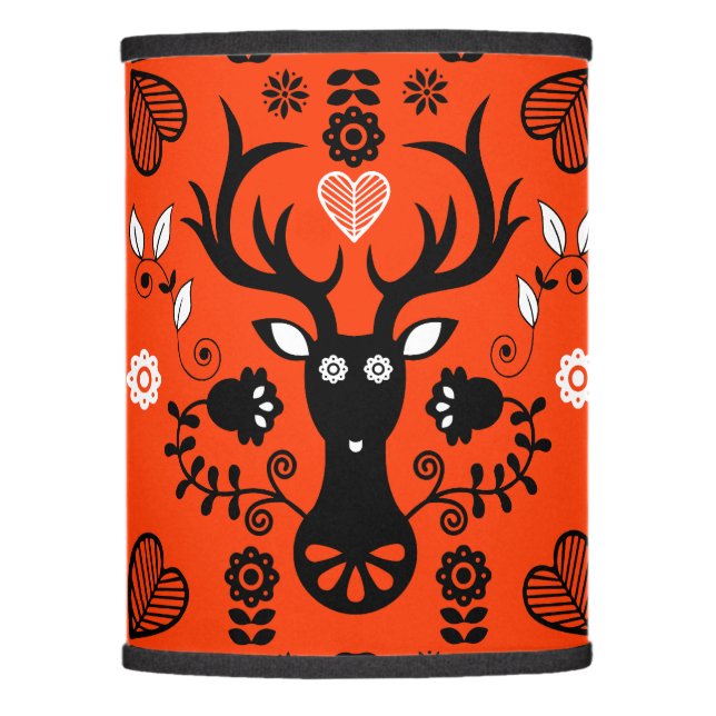 Modern Scandinavian Folk Art Deer Lamp Shade (Front)