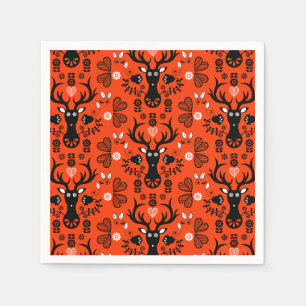 Modern Scandinavian Folk Art Deer Napkins