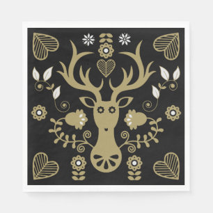Modern Scandinavian Folk Art Deer Napkins