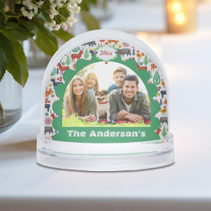 Modern Scandinavian Folk Art Nature Boho Photo Snow Globe