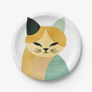 Modern Scandinavian Minimalist Geometric Cat Paper Plates