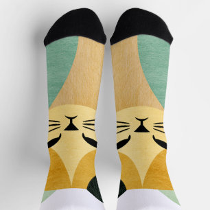 Modern Scandinavian Minimalist Geometric Cat Socks