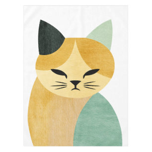 Modern Scandinavian Minimalist Geometric Cat Tablecloth