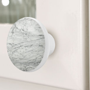 Modern Scandinavian Minimalist Grey White Marble Ceramic Knob