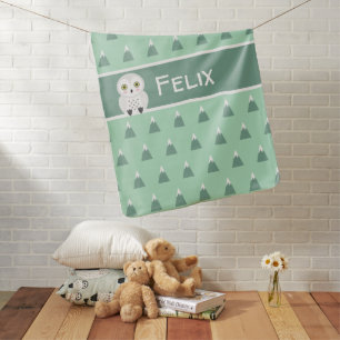 Modern Scandinavian Mountains & Owl Baby Blanket