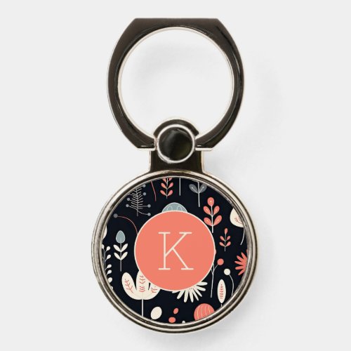 Modern Scandinavian Personalized Floral Pattern  Phone Ring Stand