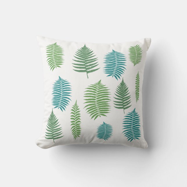 Modern Scandinavian style fern leaves garden Throw Pillow (Front)