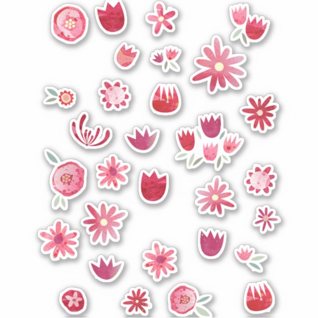 Modern Scandinavian Watercolor Flowers Sticker (Front)