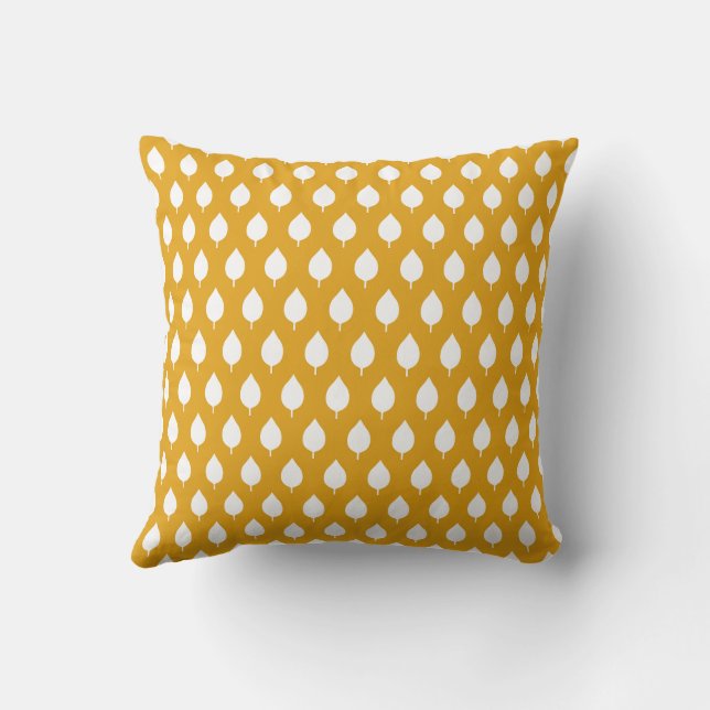Modern Scandinavian White Leaf Seamless Pattern Throw Pillow (Back)