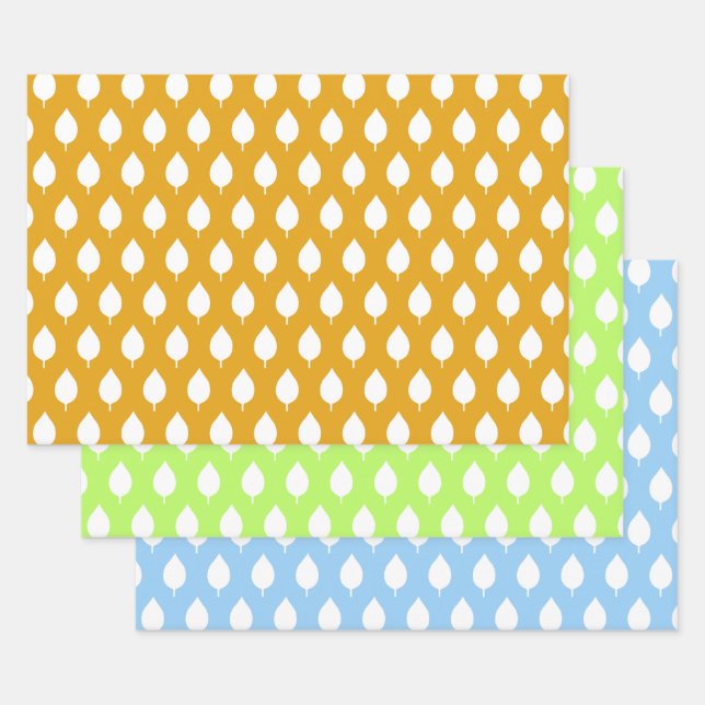 Modern Scandinavian White Leaf Seamless Pattern Wrapping Paper Sheets (Set)