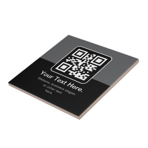 Modern Scannable QR Code   Black Grey & White Ceramic Tile