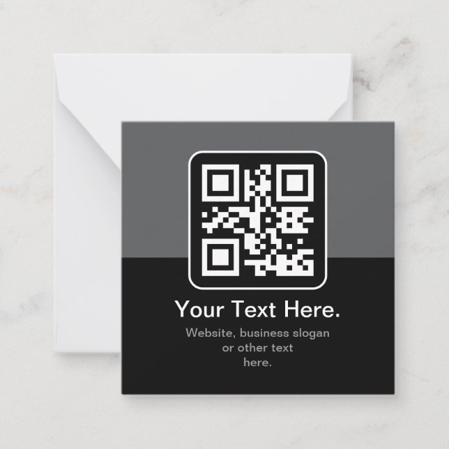 Modern Scannable QR Code | Black Grey & White Note Card (Front)